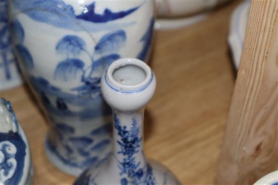 A group of 19th century Chinese and Japanese blue and white vases, vessels, etc. Tallest 25cm